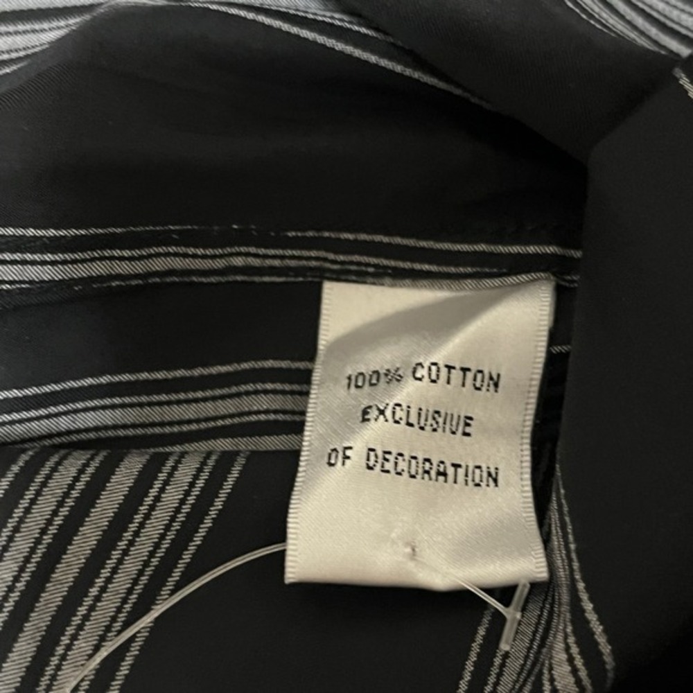 TailorByrd Mens Dress Shirt Medium Black White Stripe Contrast Cuff 100% Cotton - Picture 9 of 9